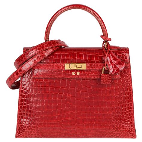 sac rouge hermes|Hermès Vintage Rouge Vif Shiny Porosus Crocodile Kelly 32 .